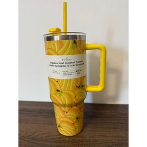 Ashland Banana Print Stainless Steel Insulated Tumbler with Handle 40oz Yellow